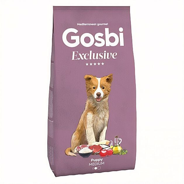 Сухі корма Для собак Gosbi   Exclusive Puppy Medium корм для цуценят середніх та крупних  порід з куркою та рибою/кг 0876 Іспанія