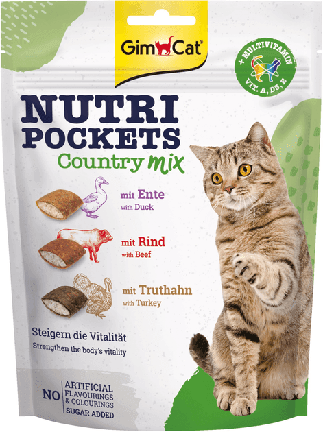 Ласощі Для кішок Gim Cat Nutri Pockets  Contry mix 150г 181 Німеччина