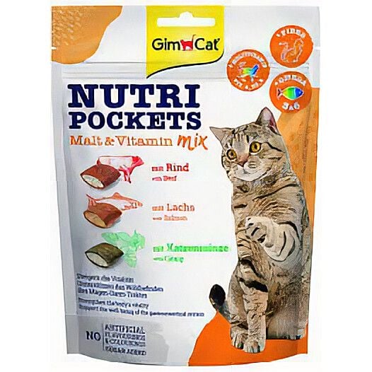 Ласощі Для кішок Gim Cat Nutri Pockets Мalt & Vitamin mix 150г 182 Німеччина