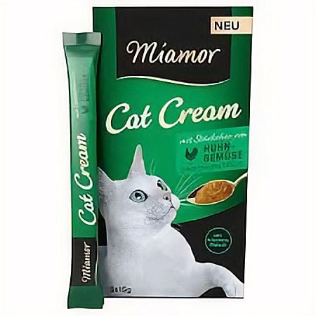Ласощі Для кішок Miamor cat cream  Mit stuckchen Huhn gemuse, зі шматочками курки та овочами (5 стіків х 15 г) 2966 Німеччина