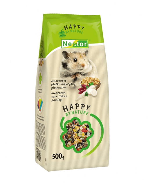 NESTOR Happi by nature ПРЕМІУМ корм для хом'яків з амарантом, кукурудзяними пластівцями та петрушкою 500г 3064 Польща