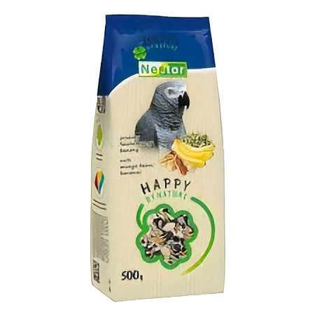 NESTOR Happi by nature Корм преміум класу для великих папуг з горіхами, бобами мунго та бананами 500г 3073 Польща