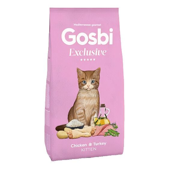 Сухі корма Для кішок Gosbi  Exclusive Cat Chicken & Turkey Kitten для кошенят з куркою та індичкою / кг 3371 Іспанія