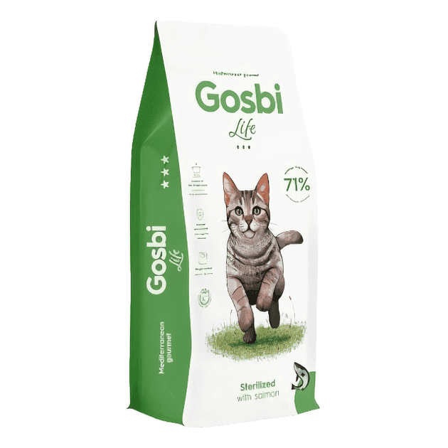 Сухі корма Для кішок Gosbi  Life Cat Sterelized With Salmon сухий корм для стерилізованих котів всіх порід з куркою та лососем/кг 3749 Іспанія