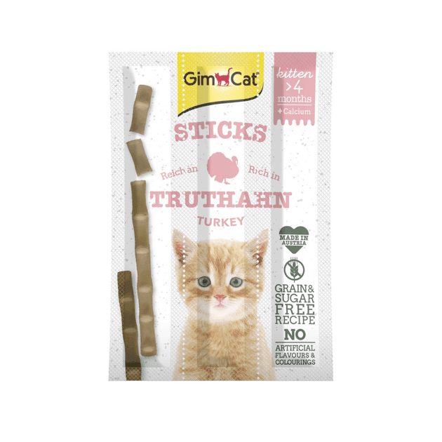 Ласощі Для кішок Gim Cat Ласощі для кошенят GimCat Kitten Sticks з індичкою та кальцієм, 3 г 4469 Німеччина