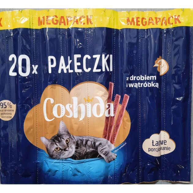 Ласощі Для кішок Coshida. MEGAPACK with Poultry and Liver, м'ясні палички з птицею та лівером, (1 шт) 4522 Німеччина