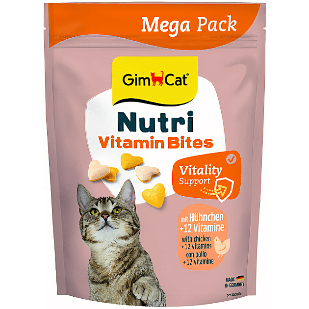 Ласощі Для кішок Gim Cat Вітаміни Gimborn GimCat Nutri Multi-vitamin Bites Huhn для котів мультивітамін 425 г 4562 Німеччина