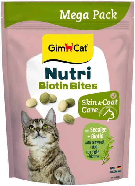 Ласощі Для кішок Gim Cat Вітаміни Nutri Biotin Bites для котів для покращення стану шерсті та шкіри з морськими водоростями 425 г 5593 Німеччина