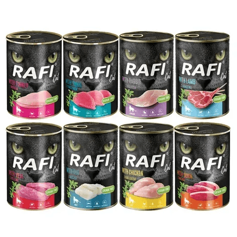 Вологий корм Для кішок RAFI Вологий корм для котів Dolina Noteci Rafi Cat мікс смаків, 8х400 грам 5666 Польща