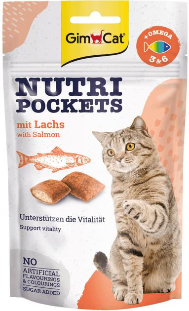 Ласощі Для кішок Gim Cat Nutri Pockets with Salmon Лосось + Омега3  60г 457 Німеччина