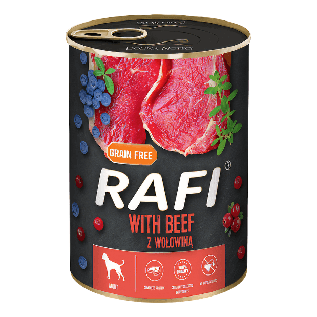 Вологий корм для собак RAFI з яловичиною 400г 0275 Польща