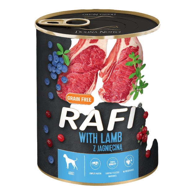 Вологий корм для собак RAFI з ягням 800г 0281 Польща