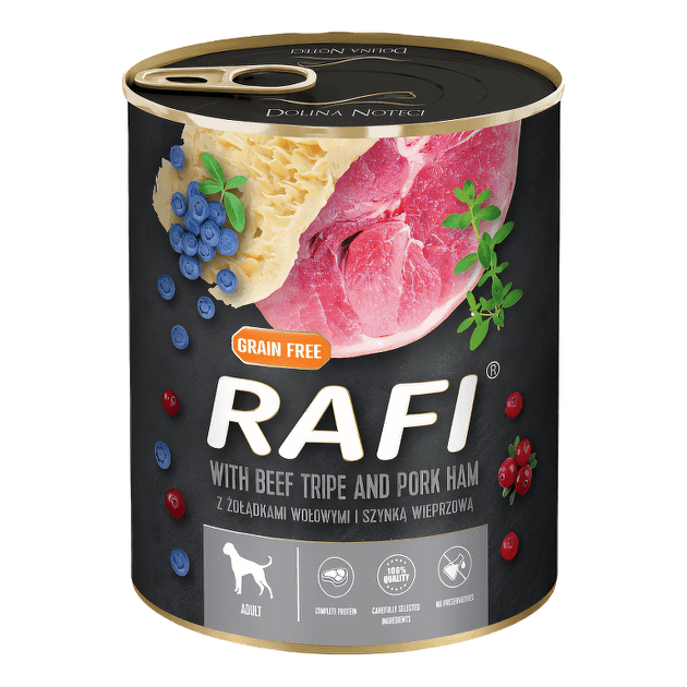 Вологий корм для собак RAFI з ялович.шлунком та шинкою 800г 0282 Польща