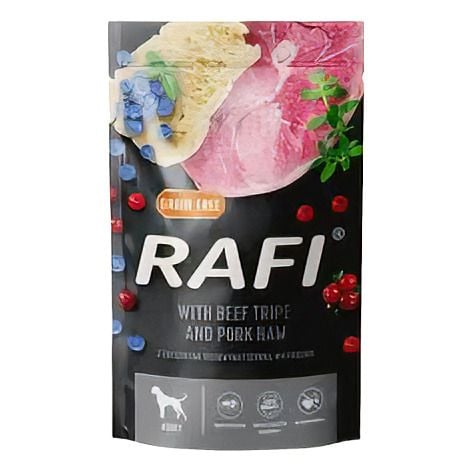 Вологий корм для собак RAFI пауч з ялович.шлунком та шинкою 500г 0294 Польща