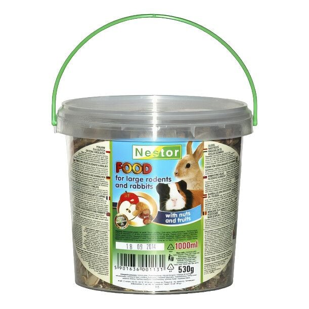 NESTOR відро Повнораціонний корм для великих гризунів і кроликів з горіхами і фруктами  530 г/1000 мл 2554 Польща