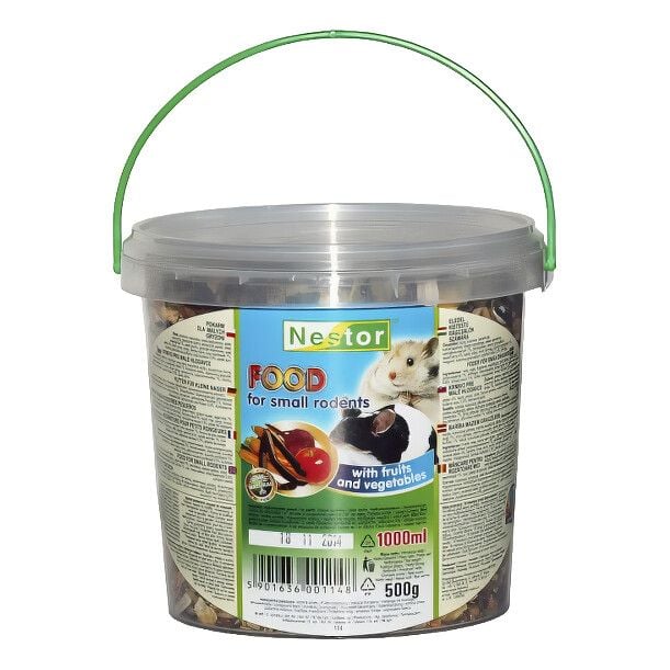 NESTOR відро Повнораціонний корм для дрібних гризунів з фруктами та овочами 500 г/1000 мл 2555 Польща