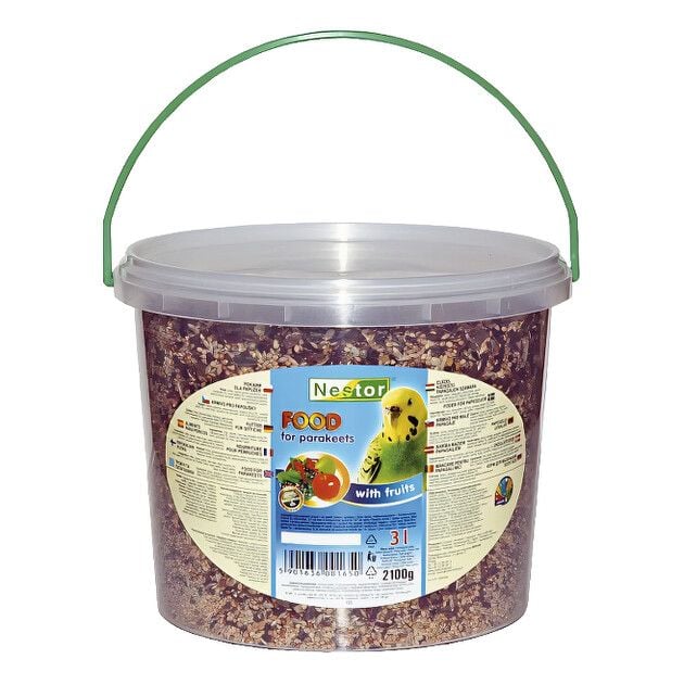 NESTOR відро Повнораціонний корм для маленьких папуг з фруктами 3000 мл 3595 Польща