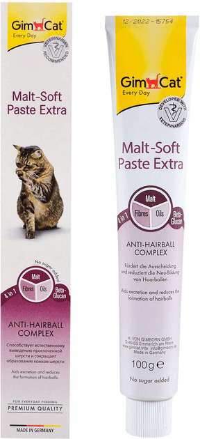 Фітопасти Gim Cat Malt-Soft Extra — паста для виведення шерсті зі шлунка кішок 100 г 481 Німеччина